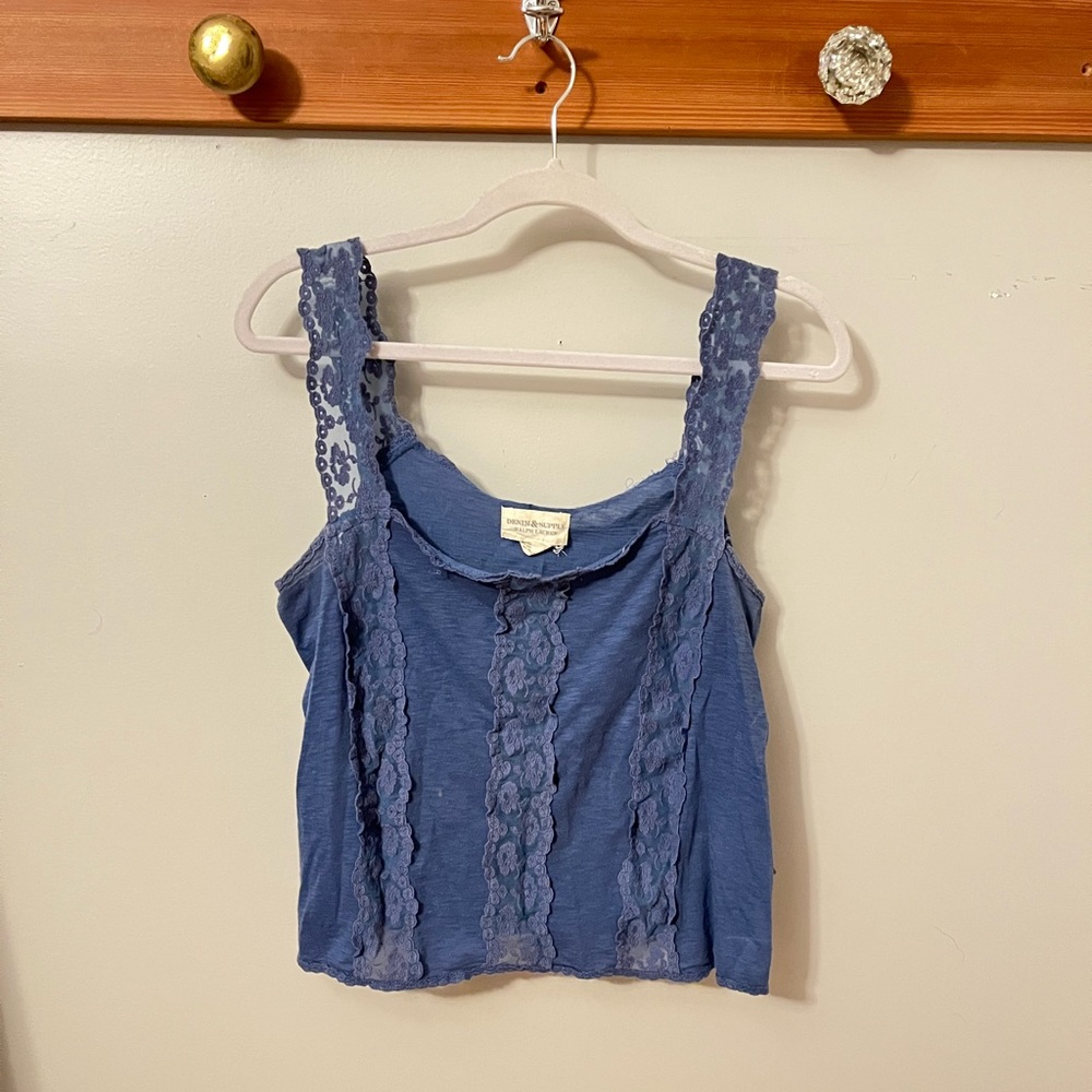 Denim&Supply Ralph Lauren Blue Lace Tank